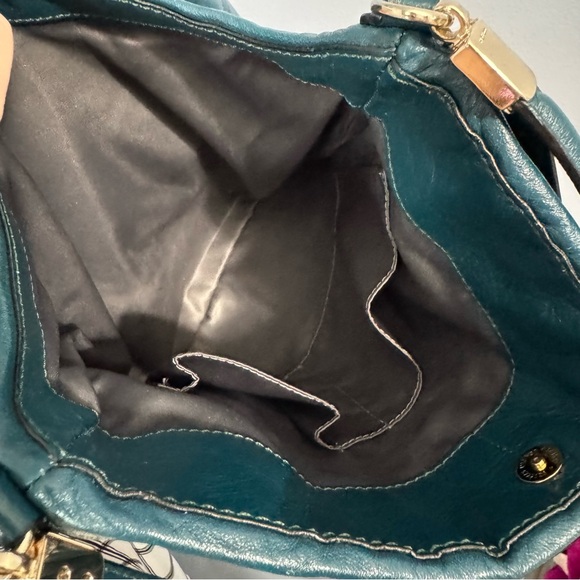 COACH Madison Phoebe Shoulder Bag in Gathered Twist Leather Teal - Picture 10 of 17